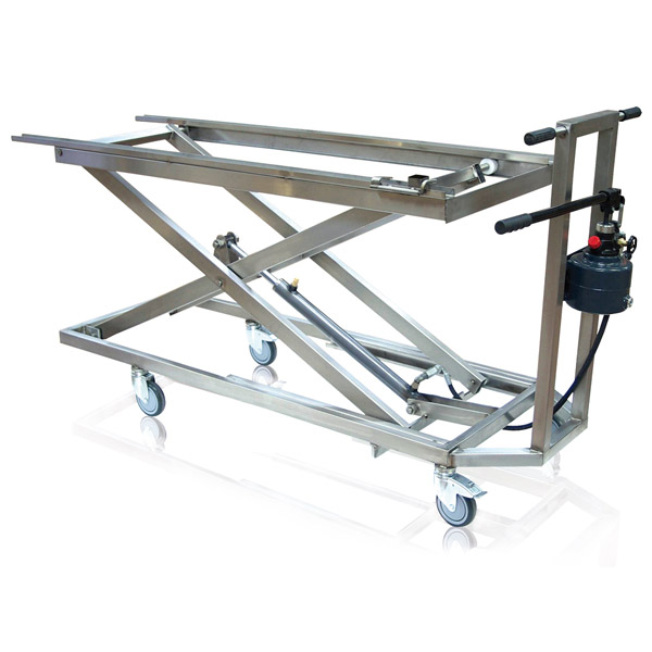 Chariot hydraulique simple croisillon à rails fixes (Charge admissible 200 Kg) [ELEV3CHY]