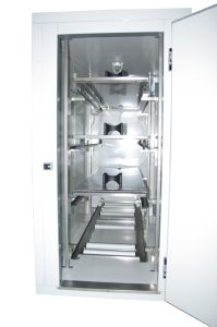 Châssis inox supportant les civières ou les cercueils