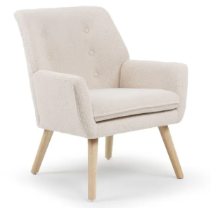 FAUTEUIL GUSTAV TISSU BOUCLETTE LAINEE CREME