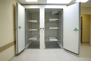 Crématorium de Metz, cellule 8 corps en cercueil à deux ouvrants réalisé par ELCYA